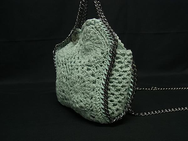 ■美品■ STELLA McCARTNEY ステラ マッカートニー  ファラベラ コットン クロシェ ショルダーバッグ ライトブルー系 FP5925_2