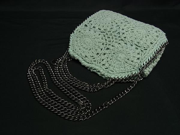 ■美品■ STELLA McCARTNEY ステラ マッカートニー  ファラベラ コットン クロシェ ショルダーバッグ ライトブルー系 FP5925_4