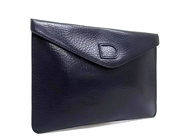 ■極美品■ DELVAUX デルヴォー レザー クラッチバッグ セカンドバッグ メンズ ネイビー系 FP5948