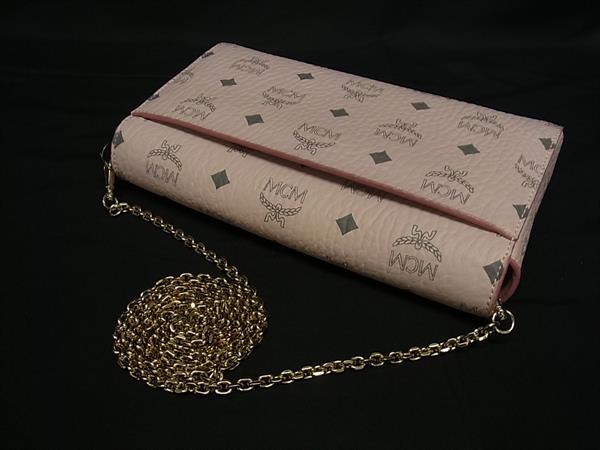 ■極美品■ MCM エムシーエム パトリシア モノグラム ヴィセトス柄 レザー ショルダーバッグ 斜め掛け レディース ピンク系 FP5952
