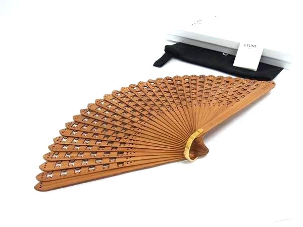 ■新品同様■ CELINE セリーヌ トリオンフ バンブー 扇子 せんす ファン ブラウン系 FP6347