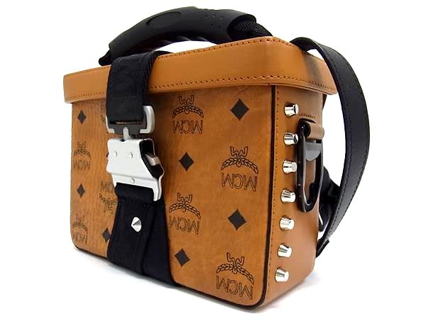 ■新品同様■ MCM エムシーエム モノグラム ヴィセトス柄 レザー スタッズ ショルダーバッグ 斜め掛け 肩掛け ブラウン系 FP7226_2