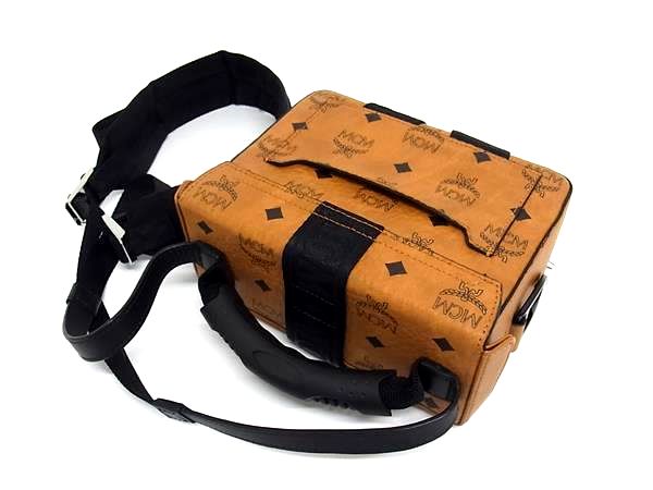 ■新品同様■ MCM エムシーエム モノグラム ヴィセトス柄 レザー スタッズ ショルダーバッグ 斜め掛け 肩掛け ブラウン系 FP7226_4