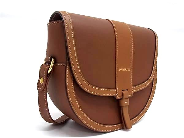■極美品■ PARIS/64 パリ シックスティフォー Windsor Taupe レザー ショルダーバッグ 斜め掛け レディース ブラウン系 FP7257_1