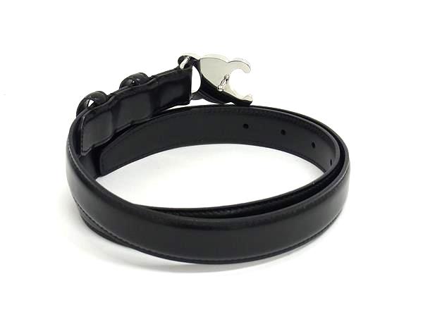 新品　CELINE・セリーヌ　シルバー金具ベルト CELINE セリーヌ レザー ベルト スタッズ 86 ブラック シルバー
