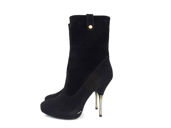 ■極美品■ MURUA ムルーア スエード レッグウォーマー付き ヒール ブーツ 表記サイズ 23.5cm 靴 シューズ ブラック系 FQ1573