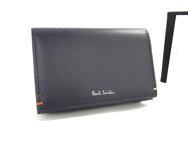 ■新品■未使用■ Paul Smith ポールスミス レザー カードケース カード入れ 名刺入れ メンズ ネイビー系 FQ3483