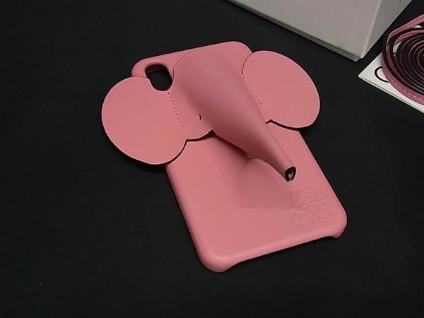 ■極美品■ LOEWE ロエベ アナグラム レザー エレファント ゾウ iPhone X/XS 対応 iPhoneケース スマホケース ピンク系 FQ3491