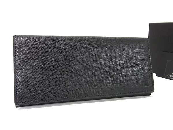 ■新品同様■ LANVIN COLLECTION ランバンコレクション レザー 二つ折り 長財布 ウォレット 札入れ 小銭入れ ブラック系 FQ4524