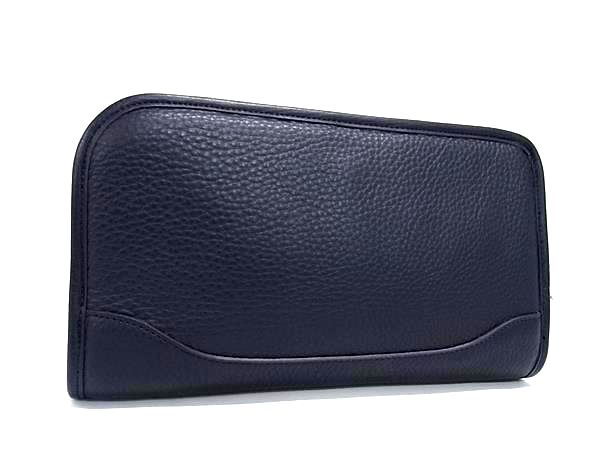 ■新品同様■ PELLE MORBIDA ペッレ モルビダ レザー クラッチバッグ セカンドバッグ メンズ ネイビー系 FR0706