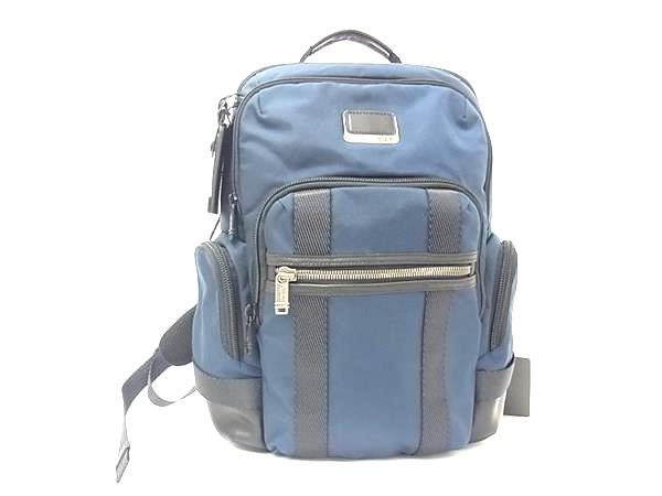 ■新品同様■ TUMI トゥミ 232307 アルファ ブラボー ノーマン ナイロン×レザー リュックサック バックパック ネイビー系 FR0995