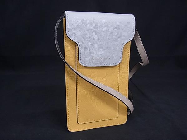 ■新品同様■ MARNI マルニ レザー クロスボディ ショルダーバッグ ミニバッグ 斜め掛け レディース イエロー系 FR1056