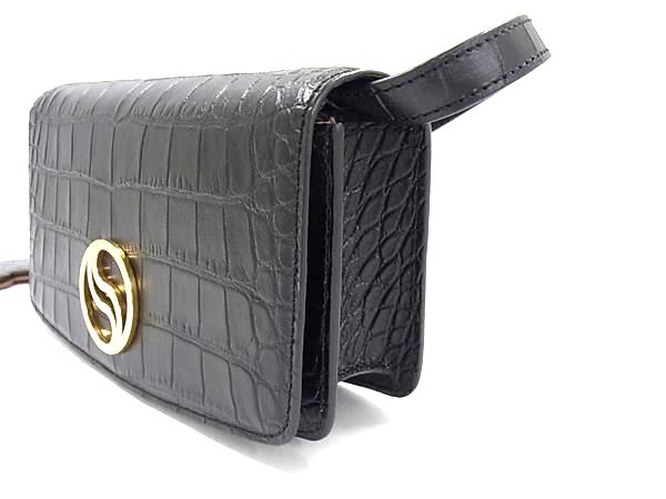 ■新品■未使用■ STELLA McCARTNEY ステラ マッカートニー クロコダイル型押しレザー ショルダーバッグ ブラック系 FR1769_2