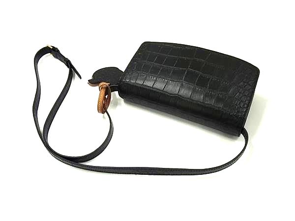 ■新品■未使用■ STELLA McCARTNEY ステラ マッカートニー クロコダイル型押しレザー ショルダーバッグ ブラック系 FR1769_4