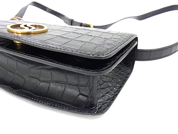 ■新品■未使用■ STELLA McCARTNEY ステラ マッカートニー クロコダイル型押しレザー ショルダーバッグ ブラック系 FR1769_6