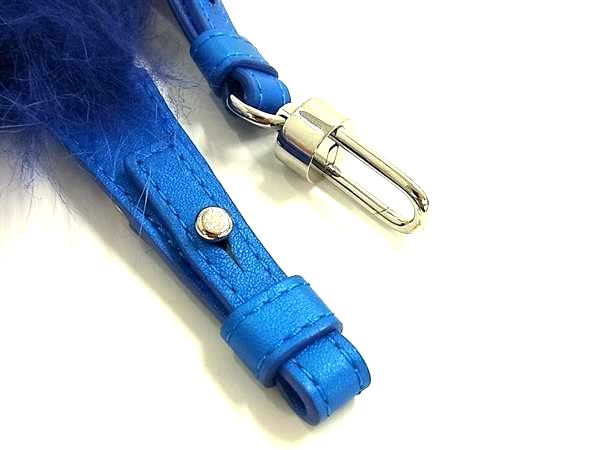 ■新品同様■ DELVAUX デルヴォー ファー×レザー バッグ用 ハンドルストラップ ブルー系 FR7629_2