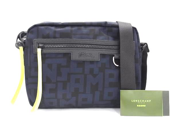 ■新品■未使用■LONGCHAMP ロンシャン ナイロン クロスボディ ワンショルダーバッグ 斜め掛け 肩掛け ブラック系×ネイビー系 FS1324