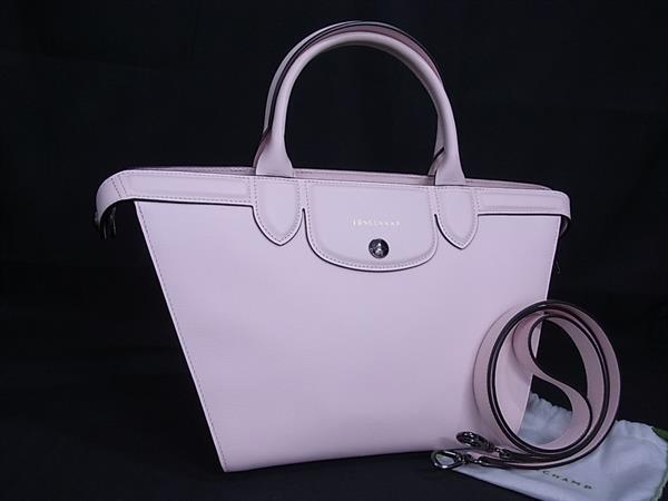 ■新品同様■ LONGCHAMP ロンシャン ル プリアージュ エリタージュ レザー 2WAY ハンドバッグ ショルダー 斜め掛け ピンク系 FS2880