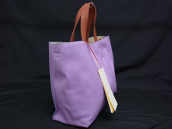 ■新品同様■ MARNI マルニ ミュゼオ レザー 2WAY クロスボディ ショルダー トート ハンドバッグ パープル系×ライトブルー系 FS2900_1