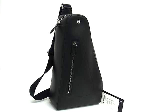■新品■未使用■ MONT BLANC モンブラン レザー クロスボディ ショルダーバッグ 斜め掛け 肩掛け メンズ ブラック系 FS2901
