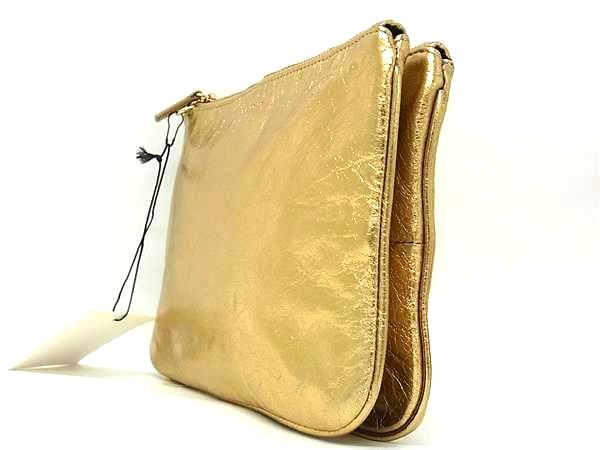 ■新品■未使用■ sandro サンドロ レザー クラッチバッグ セカンドバッグ レディース ゴールド系 FS3725