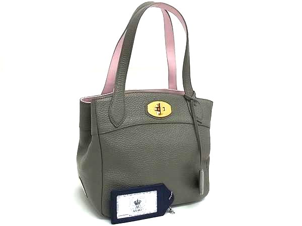 ■新品同様■ ADMJ エーディーエムジェイ レザー ハンドバッグ トートバッグ レディース グレージュ系×ピンク系 FS3728