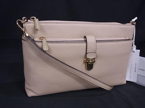 ■新品■未使用■ MICHAEL KORS マイケルコース レザー 2WAY クラッチバッグ ショルダーバッグ 斜め掛け ライトベージュ系 FS3756