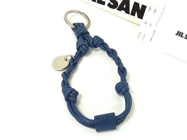■新品同様■ JIL SANDER ジルサンダー タングル レザー キーホルダー キーリング チャーム ブルー系 FS4733
