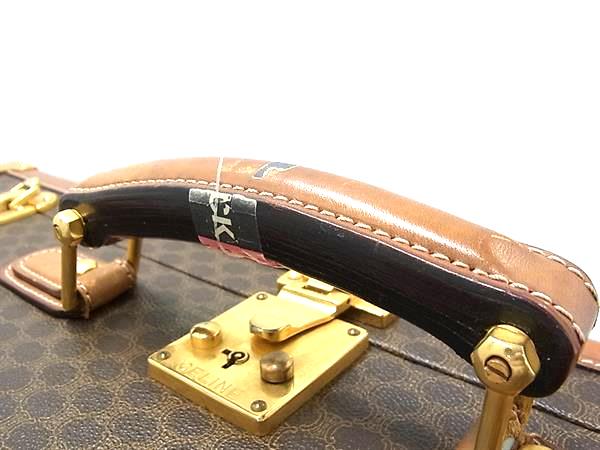 CELINE セリーヌ ヴィンテージ マカダム柄 レザー トランクケース トラベルバッグ 旅行かばん ブラウン系 FS5181