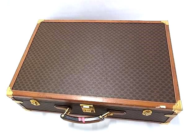CELINE セリーヌ ヴィンテージ マカダム柄 レザー トランクケース トラベルバッグ 旅行かばん ブラウン系 FS5181