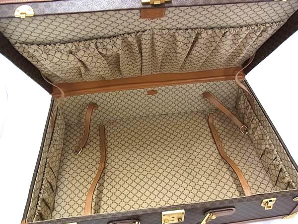 CELINE セリーヌ ヴィンテージ マカダム柄 レザー トランクケース トラベルバッグ 旅行かばん ブラウン系 FS5181