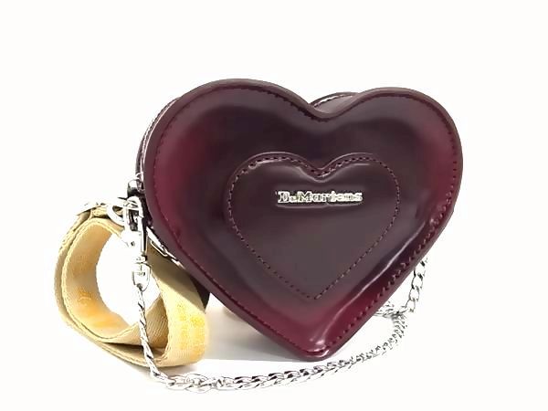■新品同様■ Dr.Martens ドクターマーチン レザー ハート チェーン クロスボディ ショルダーバッグ 斜め掛け バーガンディ系 FS6600