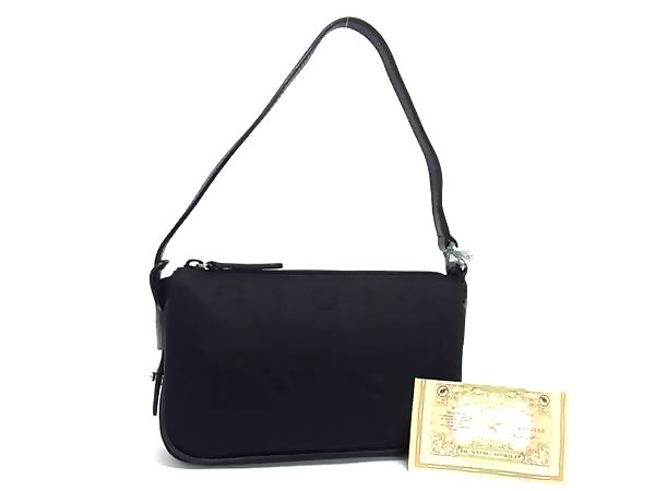 ■新品同様■ HUNTING WORLD ハンティングワールド キャンバス×レザー ワンハンドル ハンドバッグ ミニバッグ ブラック系 FS6621