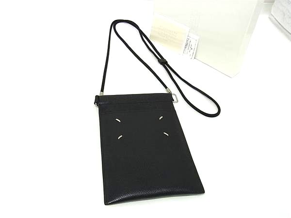 ■新品同様■ Maison Margiela メゾン マルジェラ レザー クロスボディ ショルダーバッグ ミニバッグ 斜め掛け ブラック系 FT0323