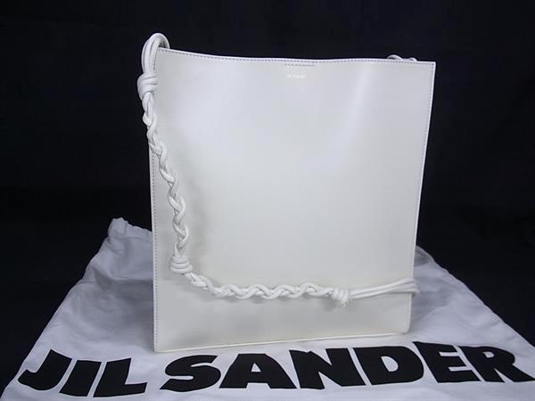 ■極美品■ JIL SANDER ジルサンダー タングル レザー ショルダーバッグ 肩掛け レディース アイボリー系 FT0542