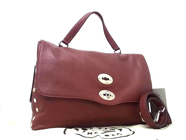 ■美品■ ZANELLATO ザネラート ポスティーナ レザー 2WAY ハンドバッグ ショルダーバッグ レディース レッド系 FT0554