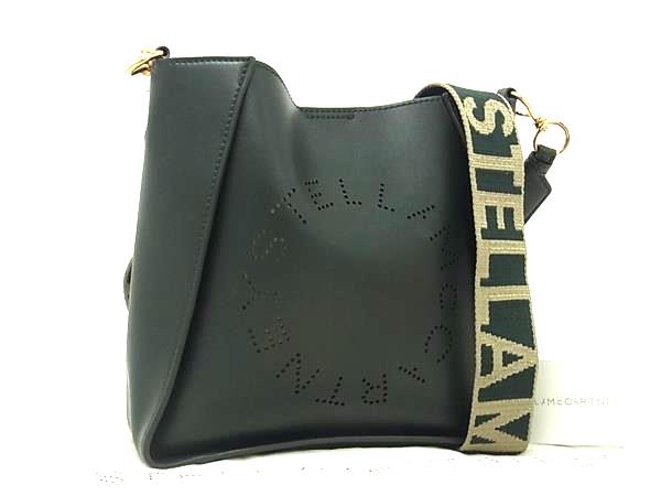 ■極美品■ STELLA McCARTNEY ステラ マッカートニー レザー ショルダーバッグ クロスボディ レディース ダークグリーン系 FT0558