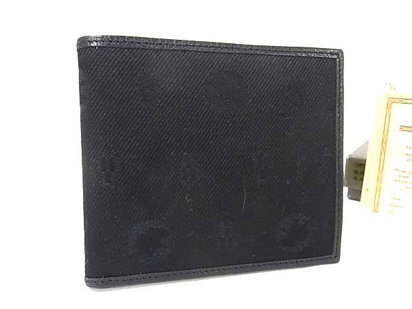 ■新品同様■ HUNTING WORLD ハンティングワールド キャンバス 二つ折り 財布 ウォレット 札入れ ブラック系 FT5022