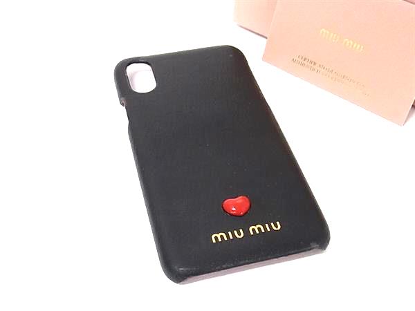 miumiu ミュウミュウ ハート レザー iPhoneX/XS 対応 スマホケース