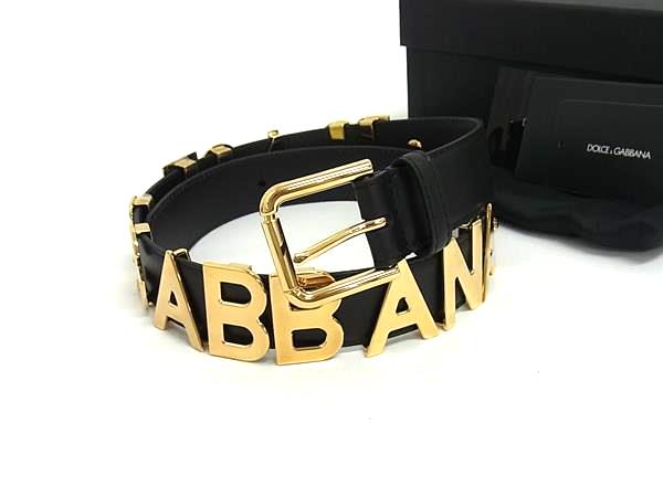 ■新品同様■ DOLCE＆GABBANA ドルチェ＆ガッバーナ レザー ゴールド金具 ベルト サイズ 70CM-28INCH レディース ブラック系 FT7296