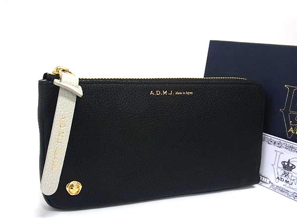 ■新品■未使用■ A.D.M.J. エーディーエムジェイ レザー L字ファスナー 長財布 ウォレット レディース ブラック系 FU2523