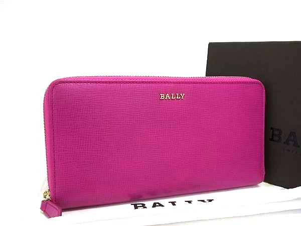 ■極美品■ BALLY バリー レザー ラウンドファスナー 長財布 ウォレット 札入れ 小銭入れ レディース ピンク系 FU2526