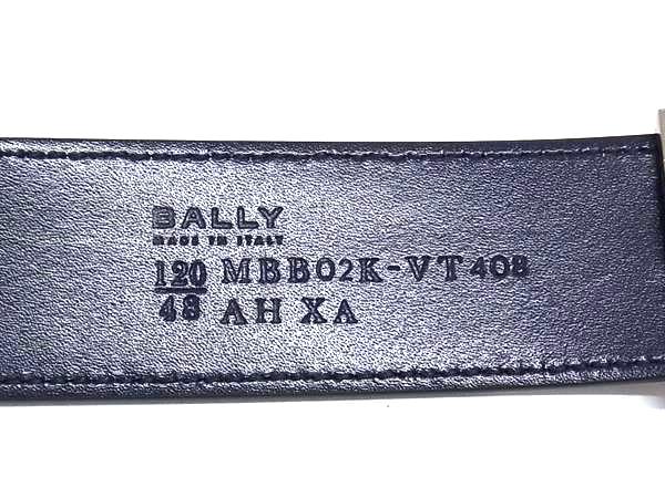 ■新品同様■ BALLY バリー クロコダイル型押しレザー リバーシブル ベルト 表記サイズ 120/48 メンズ ネイビー系 FU2527 □新品同様□ BALLY バリー クロコダイル型押しレザー リバーシブル