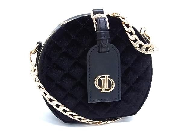 ■新品同様■ Darich ダーリッチ ベロア クロスボディ ショルダーバッグ 斜め掛けかばん ポシェット レディース ブラック系 FU2843