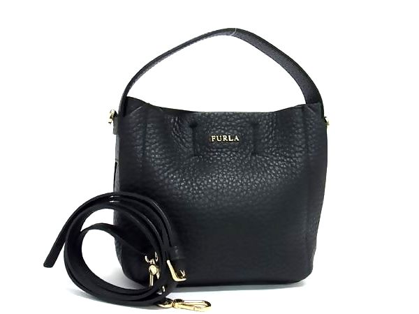 ■新品同様■ FURLA フルラ カプリッチョ ホーボー レザー 2WAY クロスボディ ハンドバッグ ショルダーバッグ ブラック系 FU2930