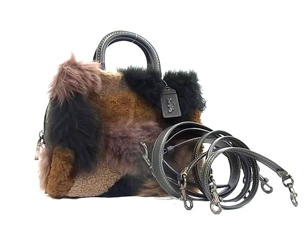 ■極美品■ COACH コーチ CM570 シアリング×レザー 2WAY ハンドバッグ ショルダーバッグ クロスボディ ブラウン系 FU3352 51,852円