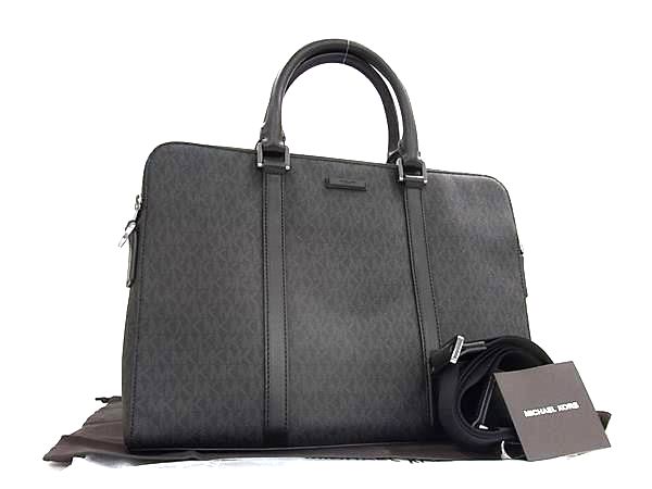 ■新品■未使用■ MICHAEL KORS マイケルコース レザー 2WAY ハンドバッグ ショルダー ビジネスバッグ  メンズ  ブラック系 FU3382 18,943円