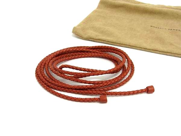 ■美品■ BOTTEGA VENETA ボッテガヴェネタ イントレチャート レザー ロープベルト 紐 レディース ブラウン系 FU3408