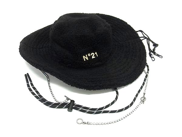 ■新品■未使用■ New Era×N°21 ニューエラ×ヌメロヴェントゥーノ ポリエステル バケットハット サイズ M/L ブラック系 FU5344