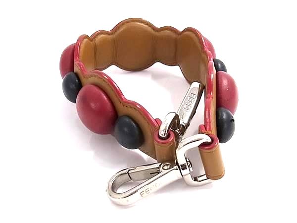 ■美品■ FENDI フェンディ ミニストラップユー レザー バッグ用 ショルダーストラップ ハンドルストラップ マルチカラー FU5379